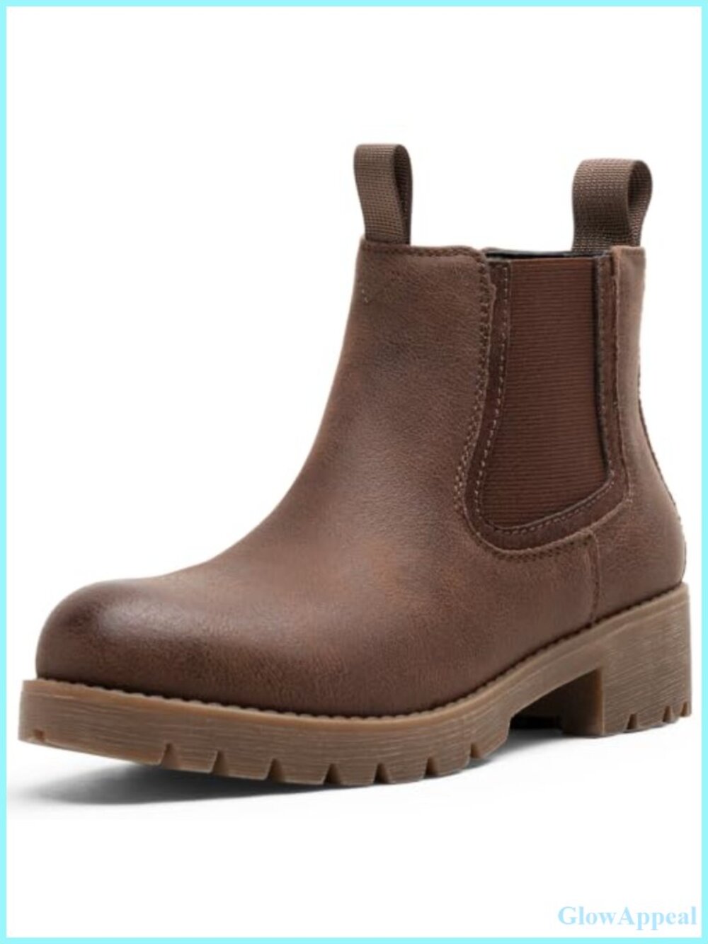Women's Chelsea Ankle Boots Faux Leather Low Block Heel Booties